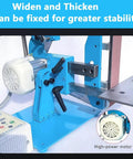 Xoiasth 750W Brushless Electric Belt Sander With 915 X 50mm Sanding Belt and Stainless Steel Workbench showing adjustable stability features.