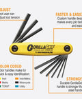 GorillaGrip Fold Up Hex And Torx Set Triple Pack With Color Coded Handles includes fold-out hex wrenches displayed
