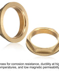 Real Deal Brass Faucet Lock Nut With Silicone Washer For G1 Female Pipe Threading Heavy Duty Kitchen Basin Sink Plumbing Tight Seal And Zero Hassle Install, showing two brass lock nuts with threaded interior.