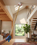 Heavy Duty Telescoping Smoke Detector Removal Pole With A Slick Twist Grip And Massive Reach Out To Five Point Three Meters removing a smoke alarm.