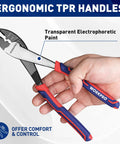 Heavy Duty Wire Cutter Crimper Tool For 10 To 22 AWG Terminals And Connectors Insulated And Non Insulated with ergonomic TPR handles