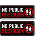 2 Pack No Public Restroom Signs Weatherproof Vinyl Stickers Self Adhesive For Office Home Windows Or Doors Bold Black And Red No Public Bathroom Sign For Indoor Outdoor Use.