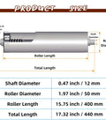 Diagram of 2 Inch Diameter 16 Inch Stainless Steel Conveyor Roller Heavy Duty Replacement Part For Gravity Conveyors with measurements