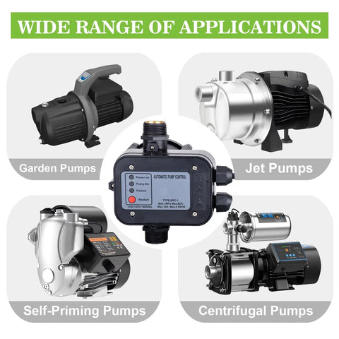 IP65 Automatic Water Pump Controller with Pressure Switch for garden, jet, self-priming, and centrifugal pump types