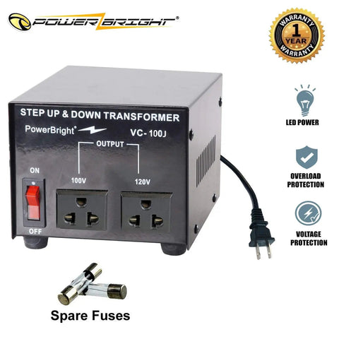 Beefy 2000W Voltage Transformer For Japan And US Step Up And Step Down Converter with universal outlet and spare fuses