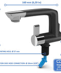 12V Electric Water Faucet With Switch For RV Kitchen Sink And Pump Hookup Plug And Play Rotatable Spout with dimensions