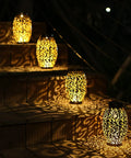 Fairy Solar Lights Outdoor Garden Decor Bucket Type 2 Pack Waterproof Lanterns For Patio Yard And Lawn, glowing on steps at night