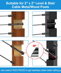 Swageless Cable Railing Tensioners One Eighth Inch, Twenty Pack, Black Stainless Steel 316 Fittings For Two By Two Wood Or Metal Posts