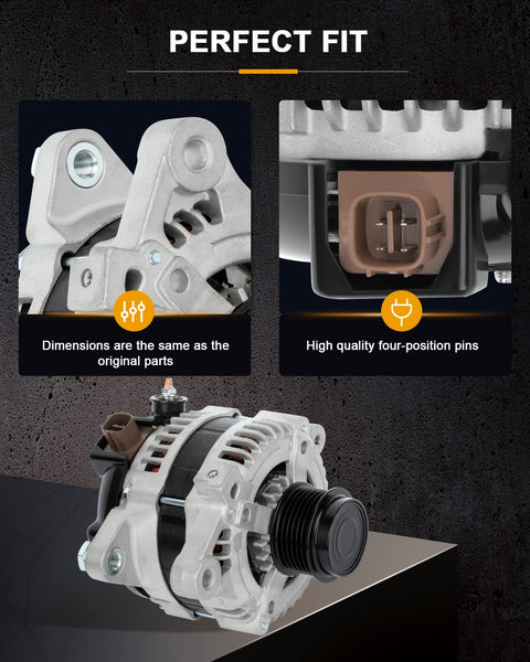 100 Amp High Output Alternator Replacement For Toyota Corolla 2009-2013 And Matrix 2009-2010 1.8L Pontiac Vibe 1.8L close-up view