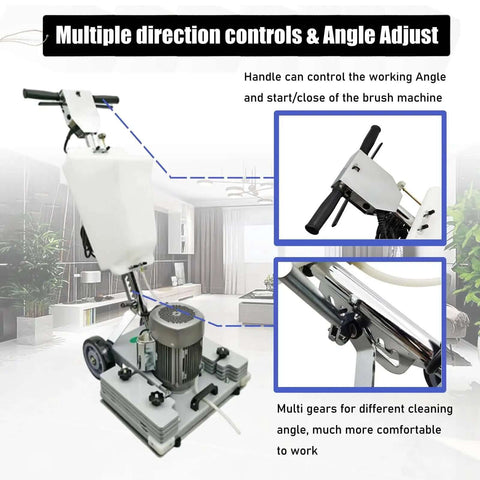 Pro Grade Floor Grinding Machine With Square Chassis And 3 Scrubbing Pads AC110V Heavy Duty Floor Scrubber Buffer controls