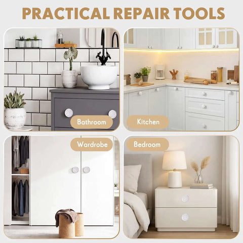 White Ceramic Cabinet Knobs Set With 12 Dope Retro Round Dresser Pulls in various home settings kitchen bathroom bedroom