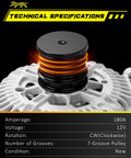 Close-up of Upgraded Drop In 12V 180A CW Alternator For Sprinter 2500 And 3500 2007 To 2018 3.0L V6 MercedesBenz Freightliner Dodge Jeep Grand Cherokee With 7 Groove Clutch Pulley OE 04801250AA showing 7-groove pulley