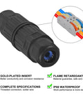 Close-up of 4 Pack IP68 Waterproof Junction Box For Outdoor Wiring, 3 Way Wire Connector with visible internal and external features.
