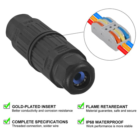 Close-up of 4 Pack IP68 Waterproof Junction Box For Outdoor Wiring, 3 Way Wire Connector with visible internal and external features.