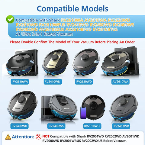 Compatibility chart for Shark robot vacuums with various compatible models displayed visually.