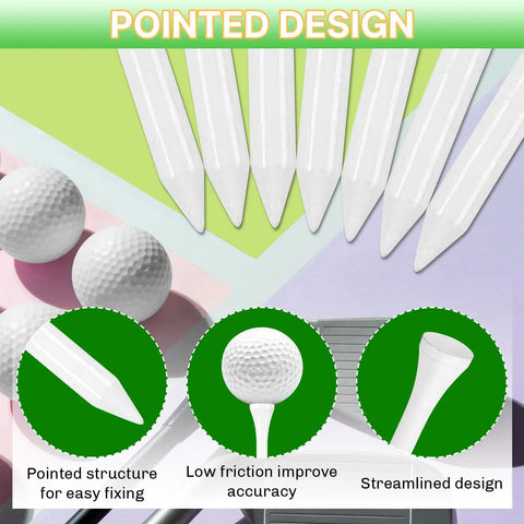 Bulk Bamboo Golf Tees 500 Pack Two And Three Quarters Inch Length Natural Durable Low Friction Tees Eco Friendly shown in detail