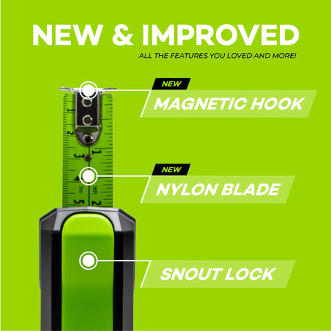 Top View Internal Reading Precision Retractable Measuring Tape Inches With Magnetic Tip And Lock No Bend Readout features shown