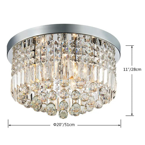 Modern K9 Crystal Raindrop Chandelier Lighting Flush Mount Ceiling Fixture For Dining Room Living Room Bedroom And Bathroom