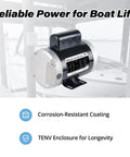 Heavy Duty One Horsepower Boat Lift Motor With 56C C Face Rigid Base Dual Voltage Dock Hoist Winch Replacement with corrosion-resistant coating.