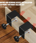 Heavy Duty C Clamps For Cabinet Installation Face Frame Alignment Tool With Built In Drill Hole Guide No Sweat Setup Woodworking Jig Total Game Changer For Fast Furniture Repair And Cabinet Mounting 2 Pack showing clamp in use on wood.