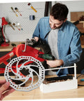Complete Mechanical Disc Brake Set For Mountain Bikes Featuring Front And Rear 160 Mm Silver Aluminum Rotors shown during installation.