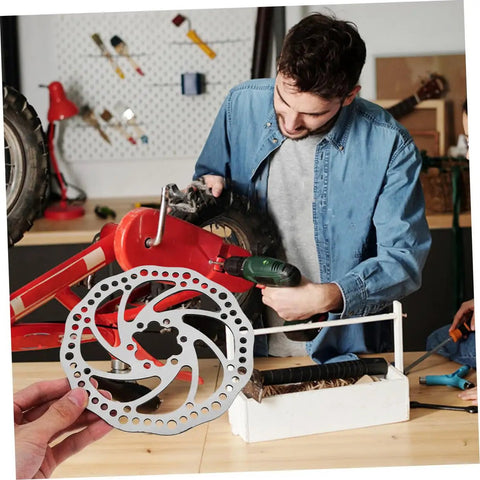Complete Mechanical Disc Brake Set For Mountain Bikes Featuring Front And Rear 160 Mm Silver Aluminum Rotors shown during installation.