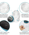 Digital Coin Bank With LCD Counter For Adults, 1.8L large capacity, features ABS material with wide bottleneck and manual buttons.