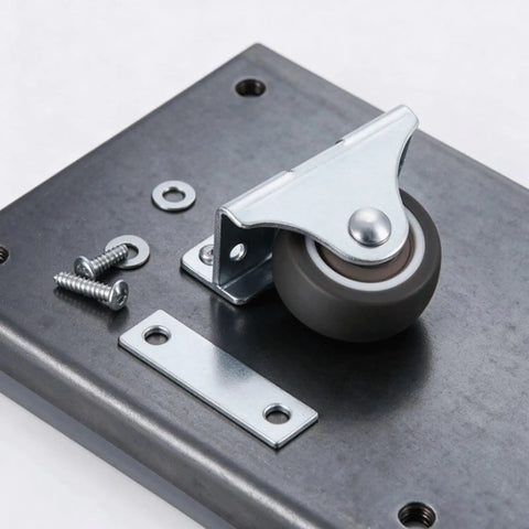 Dead Quiet Low Profile Caster Wheels Four Pack Rock Solid Furniture Casters with TPE tire, steel mount on flat plate.