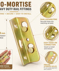 No-Mortise Heavy Duty Rail Fittings, 90 mm size, rust resistant for secure bed frame connections, part of Heavy Duty Bed Rail Brackets Kit For Wood Frames.