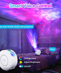 Nebula Night Light Projector For Bedroom With 16 Million Colors And 7 Nebula Modes illuminating a room with purple aurora effect