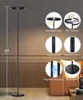 Rotatable LED Floor Lamp With Touch And Remote Control, 3000K–6000K Dimmable 22W No-Fuss Modern Standing Reading Light, features detail