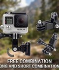 3 Way Adjustable Extension Pivot Arm Adapter Set For Cameras And Selfie Sticks With Lightweight ABS Build Stainless Steel Locking Screws Easy Install Durable 35mm Mount For Higher Angle Shots, GoPro mounted