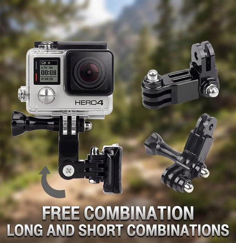 3 Way Adjustable Extension Pivot Arm Adapter Set For Cameras And Selfie Sticks With Lightweight ABS Build Stainless Steel Locking Screws Easy Install Durable 35mm Mount For Higher Angle Shots, GoPro mounted
