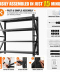 Beefy Heavy Duty Industrial Shelving Unit 71 Inch Wide 24 Inch Deep 69 Inch High 4 Tier Adjustable Metal Storage For Garage Warehouse Basement Shop And Office Commercial Grade, assembled black steel rack