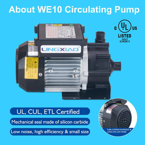 Premium Sweet Plug And Play Hot Tub Circulation Pump, Heavy Duty 0.25HP Spa Replacement Motor 115V, side view with labels