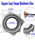 18 Pack Square Lazy Susan Hardware Four Inch Heavy Duty Zinc Steel Swivel Bearings size measurements and dimensions shown.