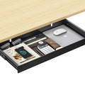 Under Desk Drawer With Full Extension Ball Bearing Slides 20.1 Inch Carbon Steel Slide Out Storage Organizer in black, installed under desk