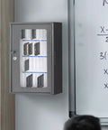 Built Tough Thirty Six Slot Cell Phone Locker Wall Mount With Matched Key Lock And Soft Inner Padding Black Steel Alloy for secure phone storage.