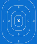 B27 Silhouette Paper Shooting Target 23 x 35 Inches 50 Pack for Handgun Training, blue concentric circle target design