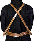 Back view of Imperial Faulds And Tassets Set for LARP with adjustable leather straps and black padding