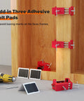 Heavy Duty Cabinet Clamps For Face Frame Cabinetry 4 Pack Red attached to wooden frames with adhesive felt pads and screws