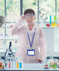 Child wearing Cool Kids Doctor Lab Coat Costume For Boys And Girls Realistic Scientist Dress Up Coat in a lab setting