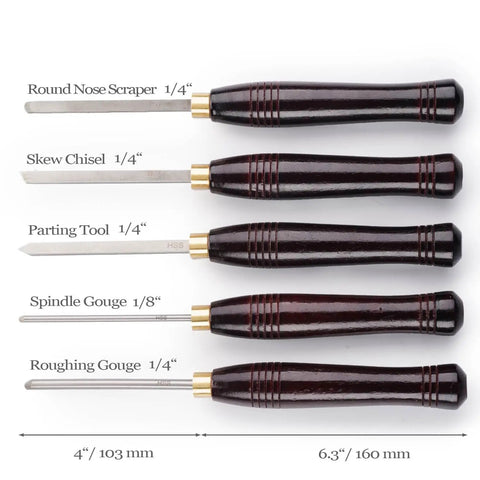 Five Piece HSS Wood Turning Tools Set With Mini Lathe Chisels And Wooden Box For Pen Turning And Small Projects Pre Sharpened And Ready To Use