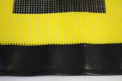 Close-up of Two Pack 18x84 Oversize Load Sign for Trucks with Bungee Cord and Hook, showing mesh fabric and reinforced edge