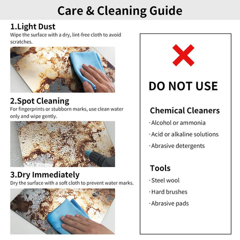 Care and cleaning guide for Silver Antique Acrylic Wall Panels Set.