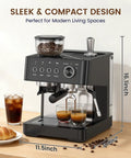 Game Changer Twenty Bar Espresso Machine With Integrated Burr Grinder Thirty Grind Settings Milk Frother steam wand with coffee shots