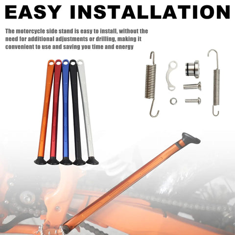 Orange Dirt Bike Kickstand Foot Side With Spring For KTM XC XCW XCF XCFW EXC EXCF EXCR Models, Motorcycle Parking Stand