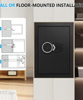 Massive 3.4 Cu Ft Home Safe Water Resistant And Fireproof With Digital Lock illustrated wall installation steps