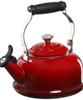 Cerise Enamel On Steel Whistling Tea Kettle, 1.7 Qt Go-To Stovetop Essential With Quick Boil, Nonreactive Finish Resists Rust