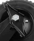 No Sweat Heavy Duty 8 Inch Black Gate Caster Wheels Rated For A Sturdy 600 Lb Load close-up of wheel assembly with hex nut.